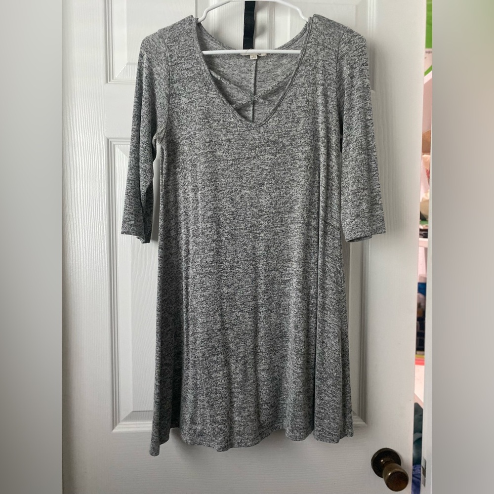 Grey mid sleeve mini dress